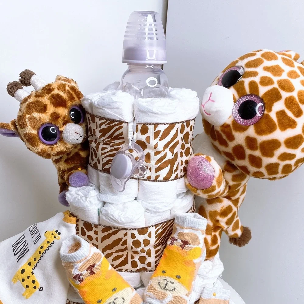 Safari Diaper Cake, Giraffe Diaper Cake